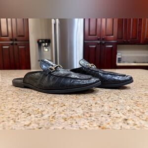 ASOS Men’s Black Croc-Embossed Mule Loafers w/ Gold Horsebit - US Size 8